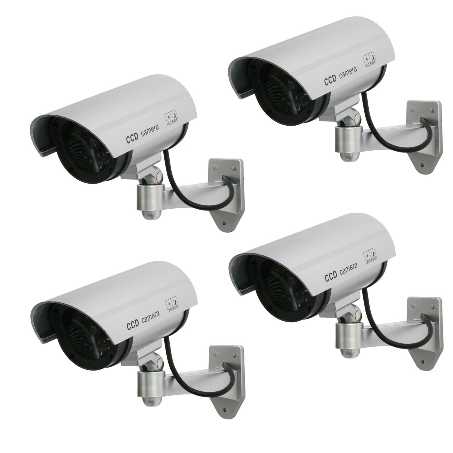 Maclean Set van 4 Nepcamera's met knipperende LED, model IR1100 S, Outdoor, Zilver