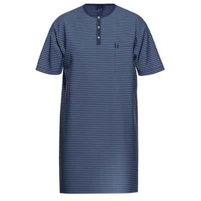 Pyjama AMMANN "Nachthemd 1/2 Arm Men / Nightwear", Herren, Gr. 50, blau, Obermaterial: 75% Baumwolle CO. 25% Polyester PES., Homewear-Sets Pyjama