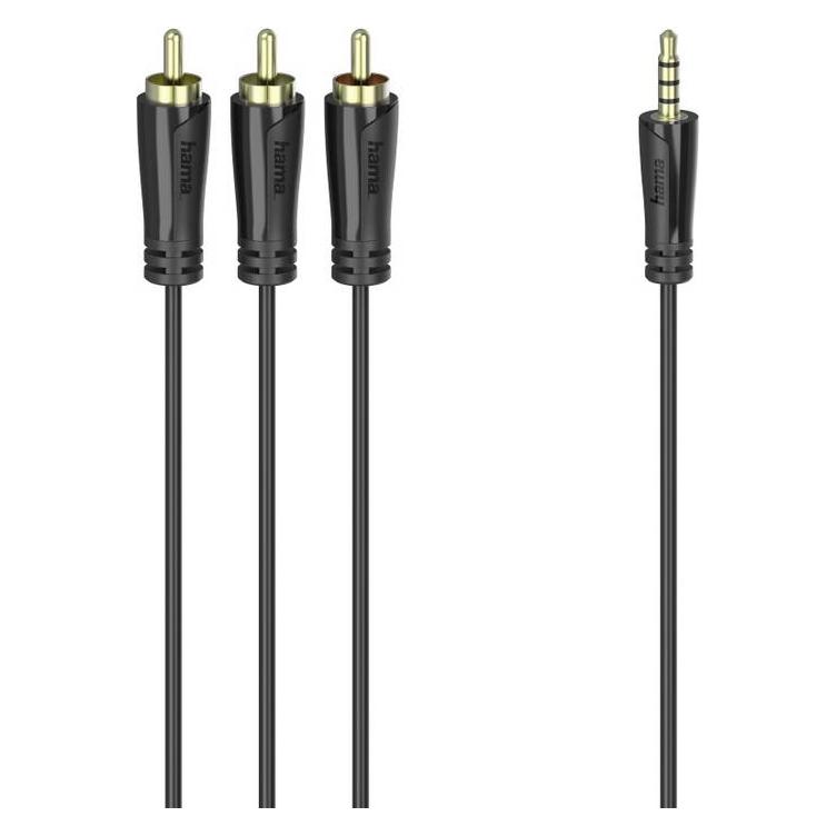 Hama Verbindungskabel, 3,5-mm-Klinken-Stecker 4-pol. - 3 Cinch-Stecker, 1,5 m (1.50 m, Cinch Kabel) (00205154)
