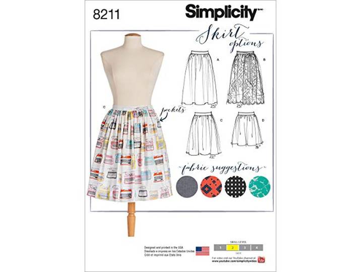 Simplicity Patroon 8211 Misses' Dirndl-rok in drie lengtes, wit, 22,00 x 15,00 x 1,00 cm