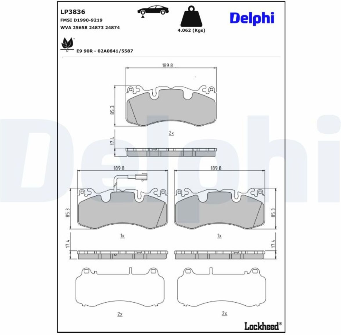 Bremsbelagsatz DELPHI LP3836