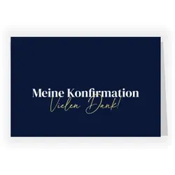 Dankeskarte Konfirmation: Schlichte Eleganz mit Foto in Blau