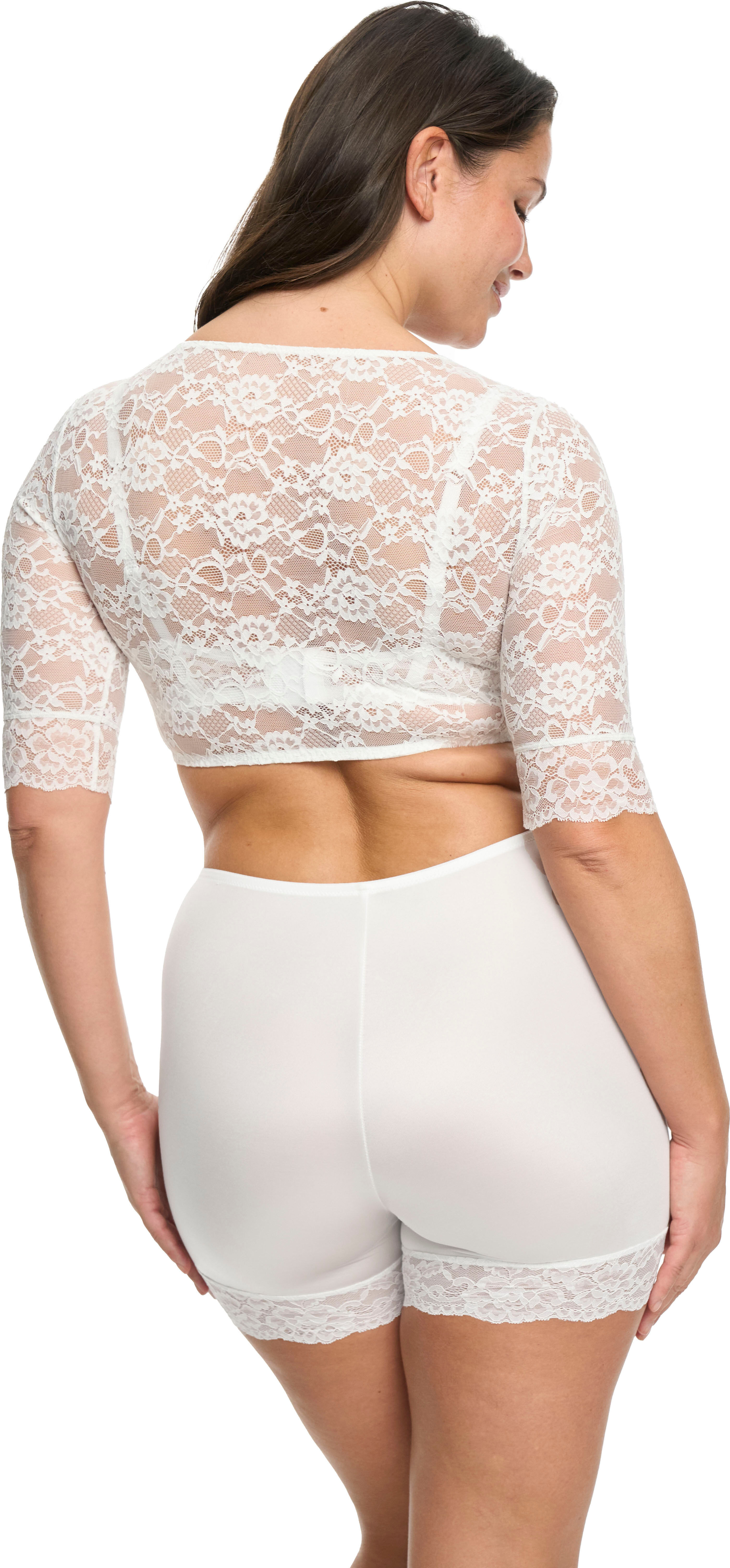 Dirndlbluse SUSA "Wiesn-Zauber", Damen, Gr. 30, weiss (weiß), Spitze, Obermaterial: 89% Polyamid, 11% Elasthan, bestickt, unifarben, eng bauchfrei, V-Ausschnitt, Ärmel ohne Ärmelschlitz Spitze, Blusen Dirndlbluse, florale Spitze, halbarm, elastisch, V-Aus
