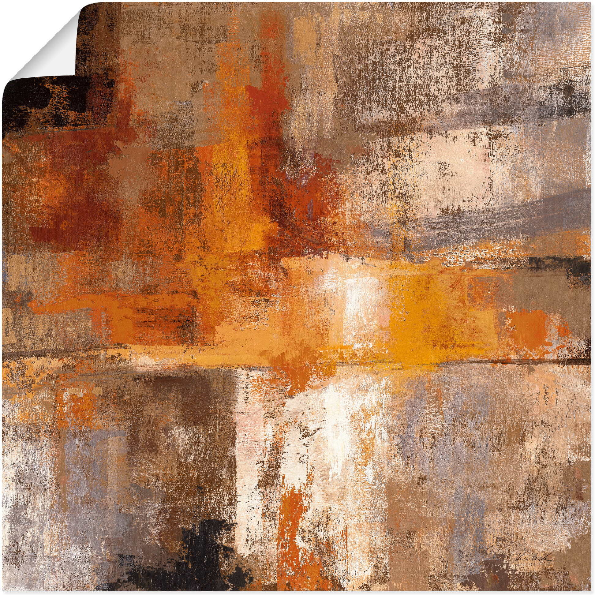 Wandbild ARTLAND "Silber und Bernstein Ernte", orange (farbe bild(er): orange), B:40cm H:40cm, Bilder, Wandbild, als Leinwandbild, Poster in verschied. Grössen farbe bild(er): orange B/H/T: 40cm x 40cm, Poster Gegenstandslos quadratisch, 1 Stk.