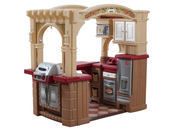 Kinderküche Begehbar Grand Walk-in, Rot, Beige, Kunststoff, 101-teilig, 129x119.4x92.4 cm, EN 71, Geräuscheffekte, Lichteffekte, Spielzeug, Kinderküchen
