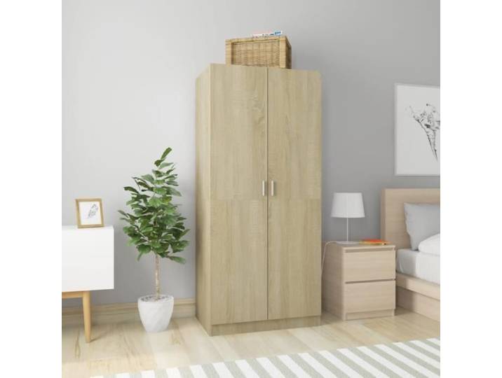 Garde-robe - OVONNI - Chêne sonoma - 2 portes - 80x52x180 cm