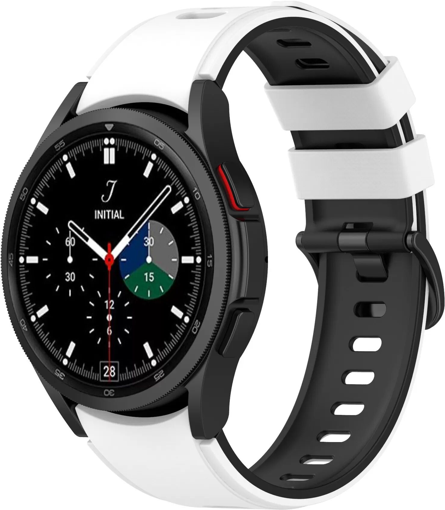 INF Weißes Schwarzes Silikonarmband für Samsung Watch 4 Serie