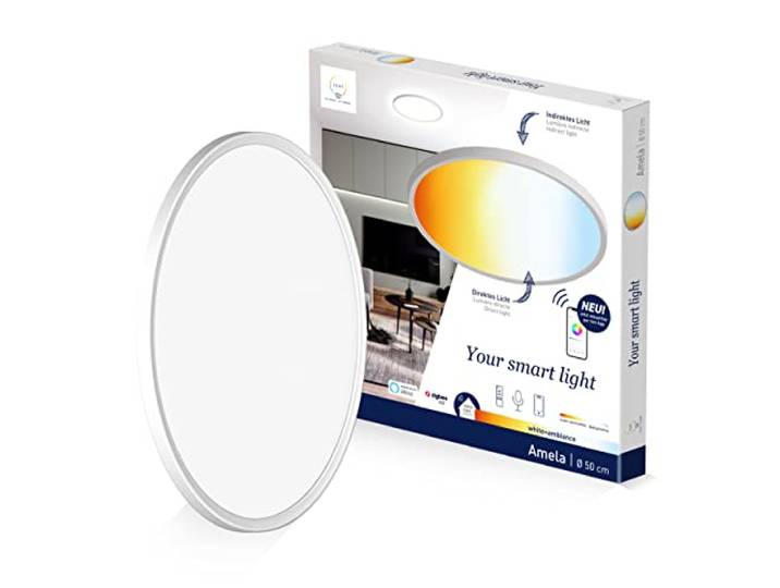 tint Smarte LED-Deckenleuchte AMELA – Steuerbar per Alexa, Fernbedienung oder Bluetooth – Dimmbare Deckenlampe mit weißem Licht (1800-6500 K) – Ø 50 cm…