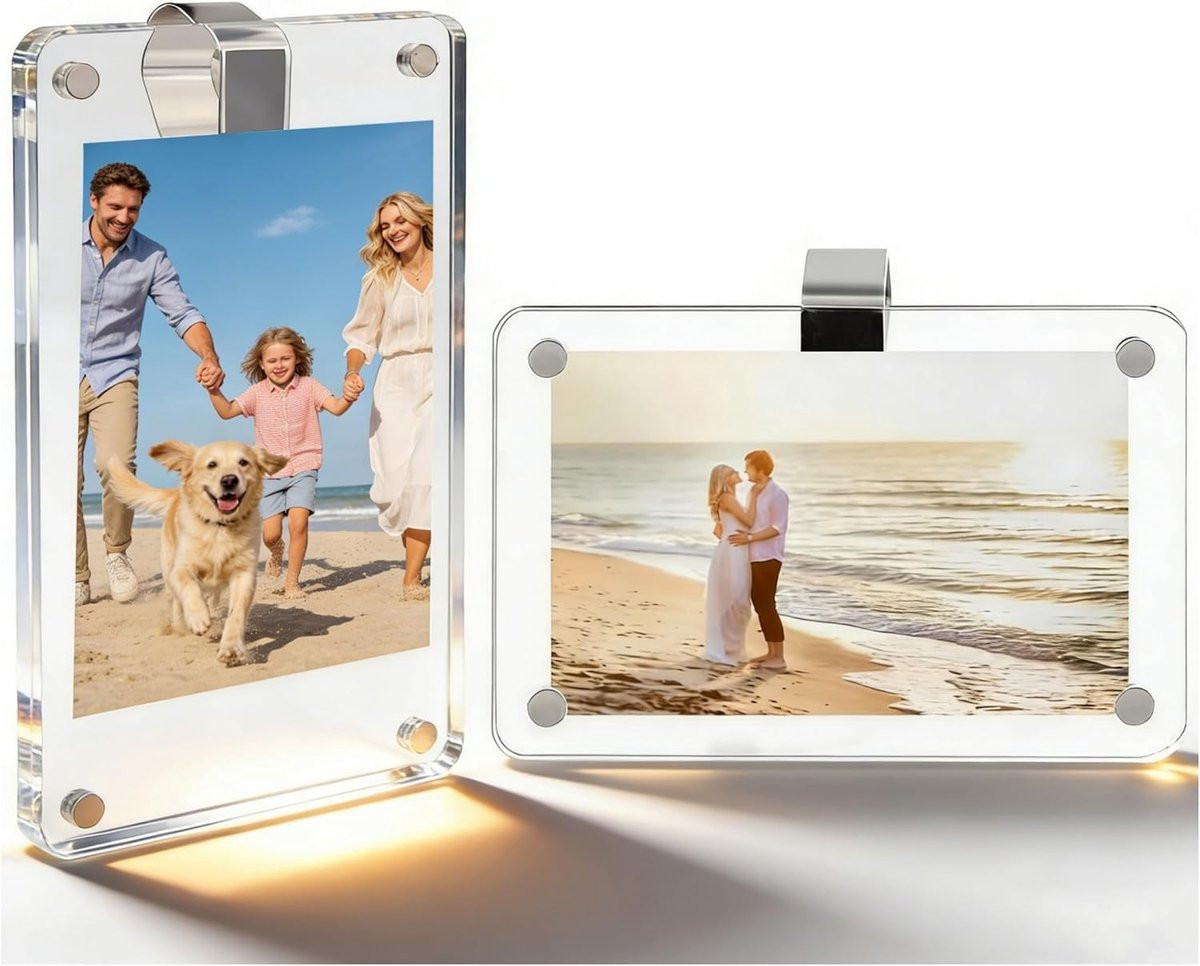 Set van 2 Persoonlijke Magnetische Fotohouders voor Autozonnevisier met PMMA Fotoklip en Accessoires