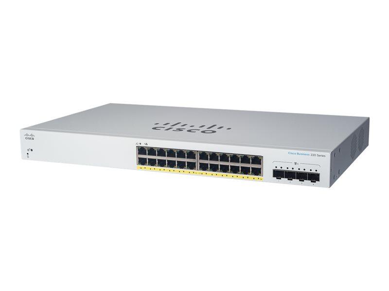 Cisco Switch Business 220-Series 28-Port 1/10GbE 195W PoE smart managed CBS220-24P-4X-EU