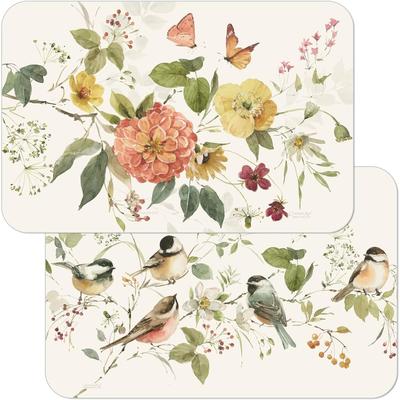 CounterArt Blessed by Nature 4 Pack Reversible Easy Care Flexible Plastic Placemats Made in The USA BPA Free PVC Free Easily Wipes Clean