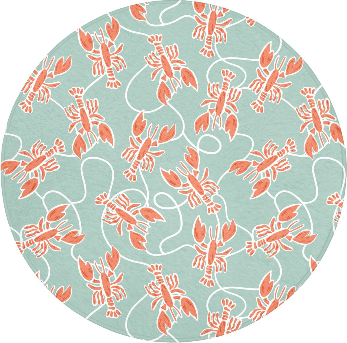 OnlyWow Badmat rond - Kreeft - Groen - Antislip