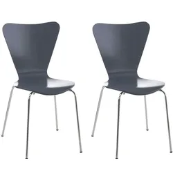 DELUKE 2er Set Besucherstuhl BERLIN - Holz Grau 45x49x85 cm | Besucherstühle Konferenzstuhl Wartezimmerstuhl Bürostühle Bürostuhl Konferenzraum Wartezimmer