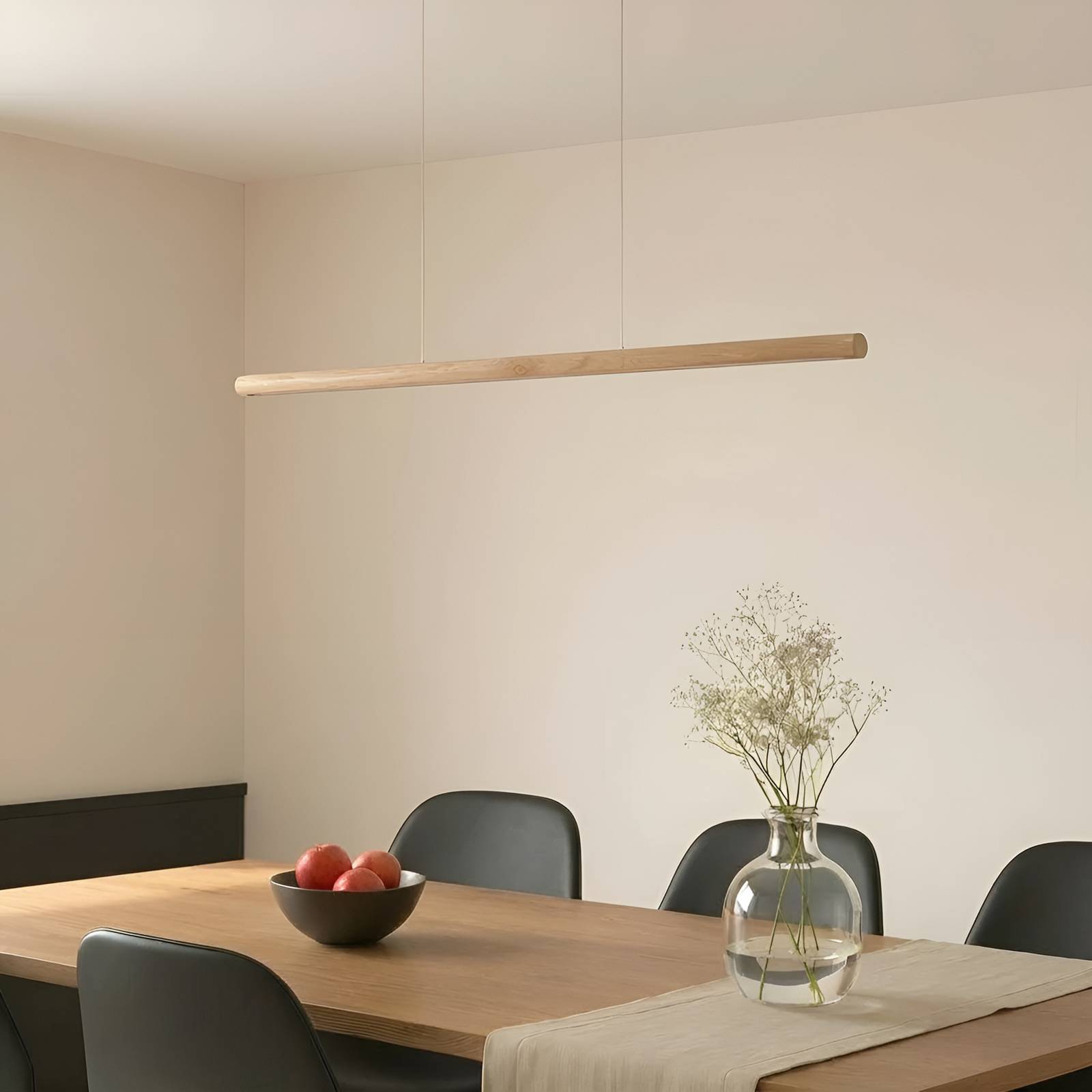 Hängelampe Maruta Lucande, Holz hell, für Wohn- / Esszimmer, Holz, Modern