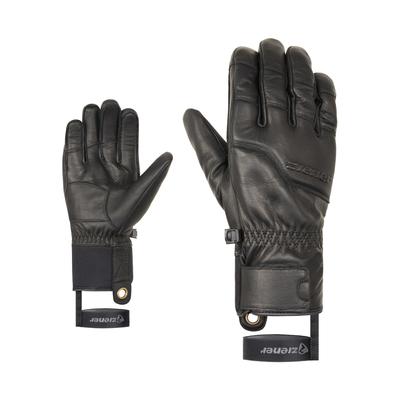 Skihandschuhe ZIENER "GISMON-Z AQUASHIELD PrimaLoft TOUCH", Herren, Gr. 8,5, schwarz, Materialmix, Handschuhe, wasserdicht, winddicht, atmungsaktiv, extra warm, Leder