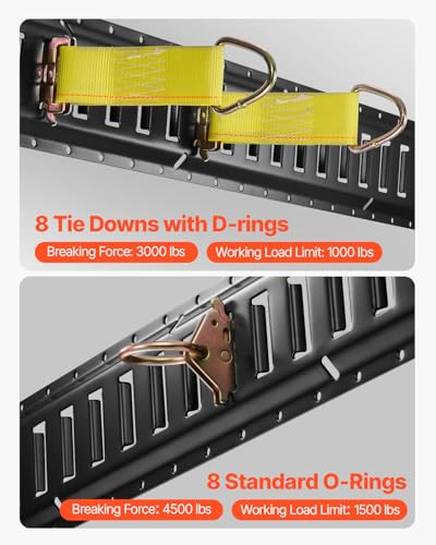 VEVOR E-Track Spanrailset, 30 stuks, zwart, 454 kg