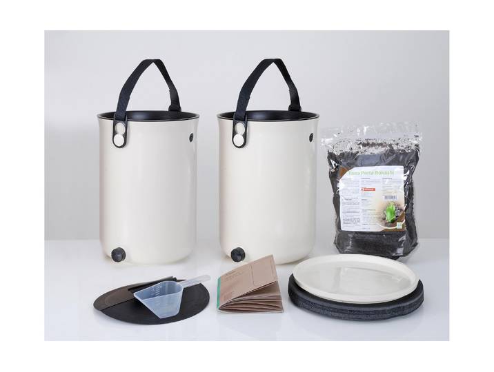 Komposter Bokashi II 2-er Set Weiss , weiss (weiß), B:24cm H:34cm, Kunststoff, Komposter, Komposter