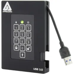 Apricorn 256GB Aegis Fortress USB 3.0 (0.26 TB), Externe SSD, Schwarz