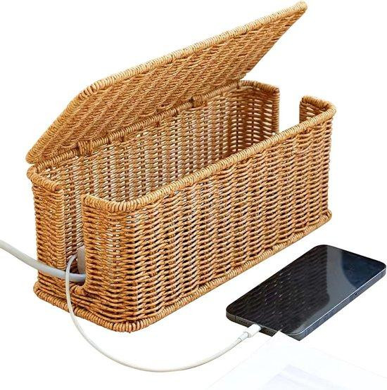 Famanu Kabelorganizer - Handgemaakte kabeldoos met deksel - Bruin