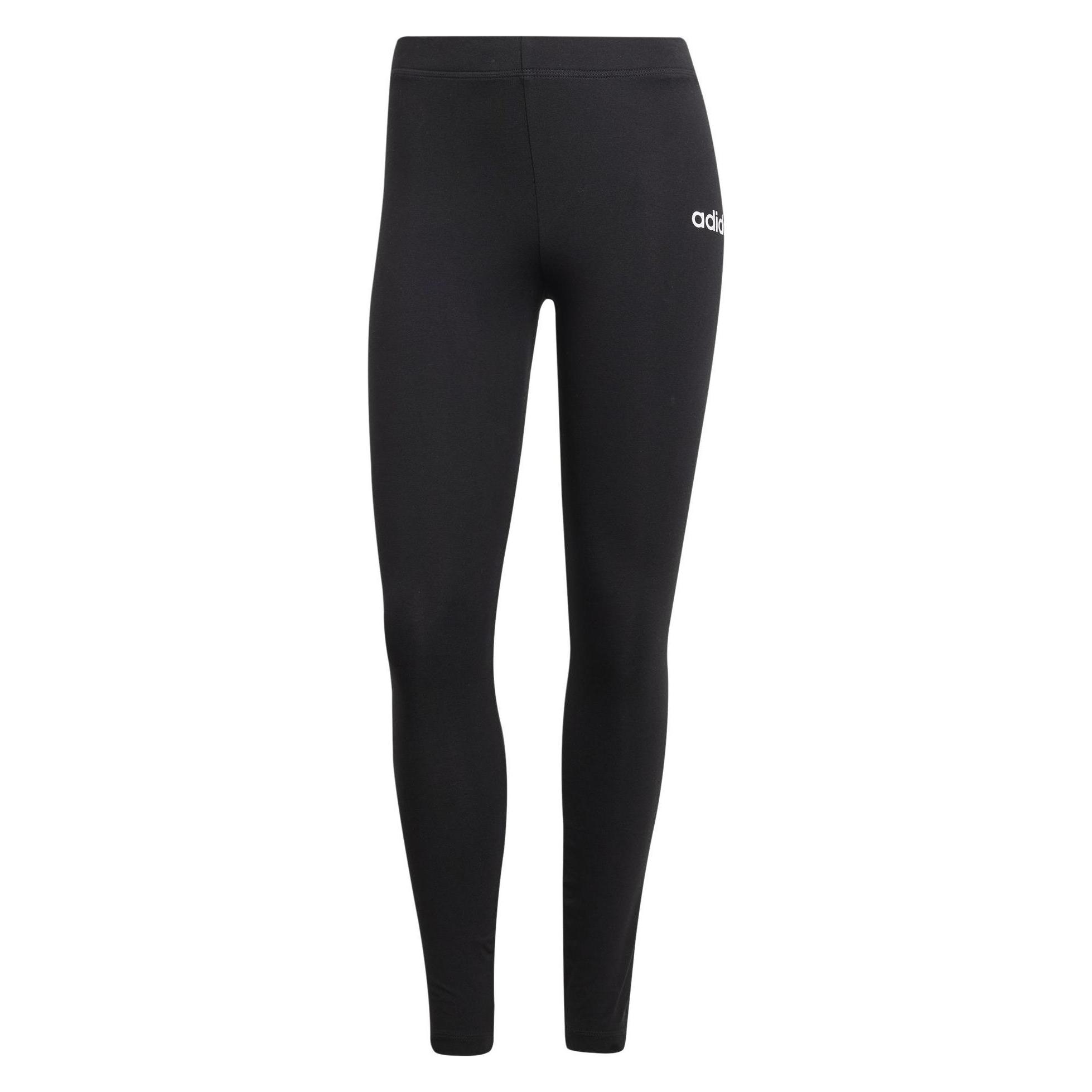 Adidas Damen Essentials LINEAR Cotton Leggings, Black/White, L (L) (JG8621)