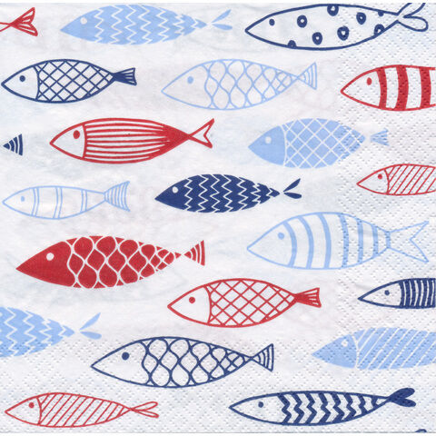 Papierservietten "Fische", 33 x 33 cm, 20 Stück
