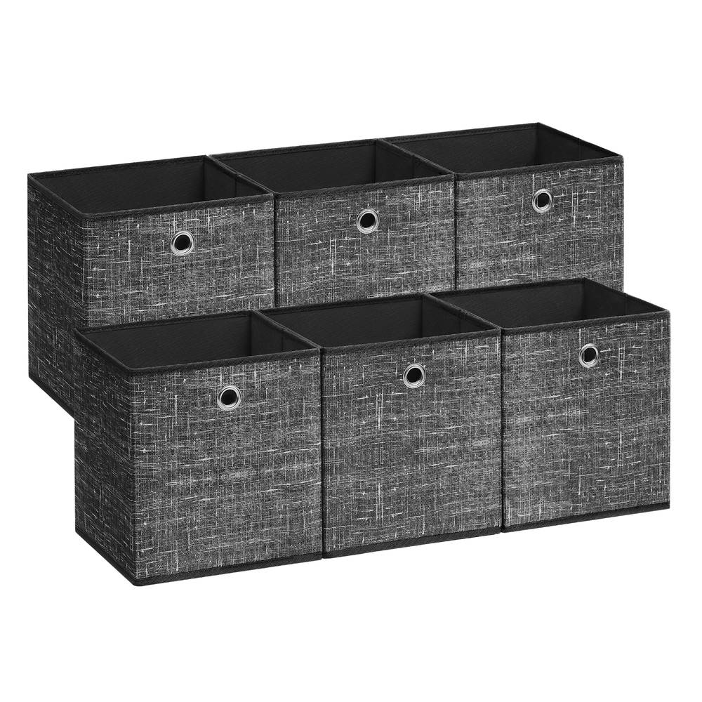 SONGMICS Aufbewahrungsbox 26cm 6er-Set schwarz meliert RFB026B01