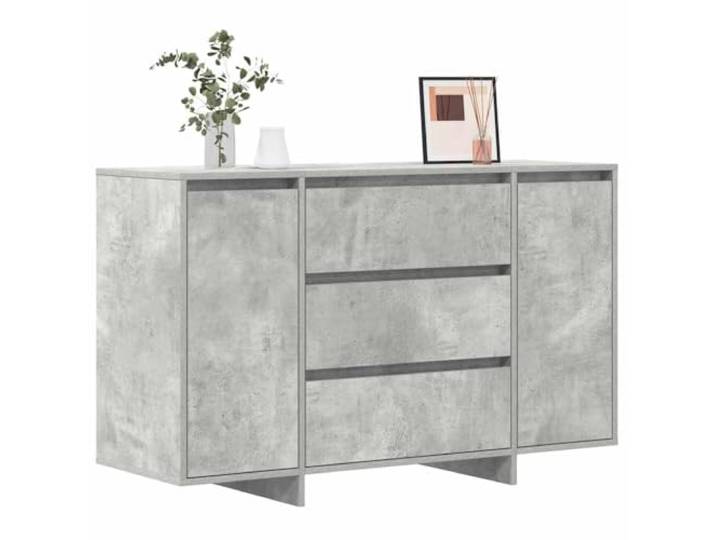 KTHLBRH Anrichte grau Zement 120 x 41 x 75 cm Holz mehrschichtig 3 Schubladen, 2 Scharniertüren, modernes Design, große Aufbewahrung, Montage erforderlich