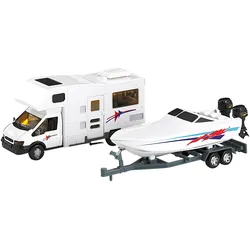Motorhome-Wohnmobil mit Bootsanhänger