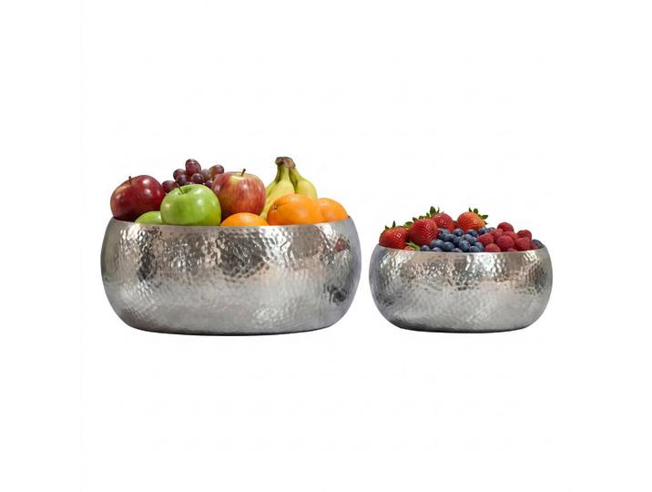Livetastic Obstschale, Silberfarben, Metall, rund, lackiert, Geschirr, Schalen & Schüsseln, Obstschalen
