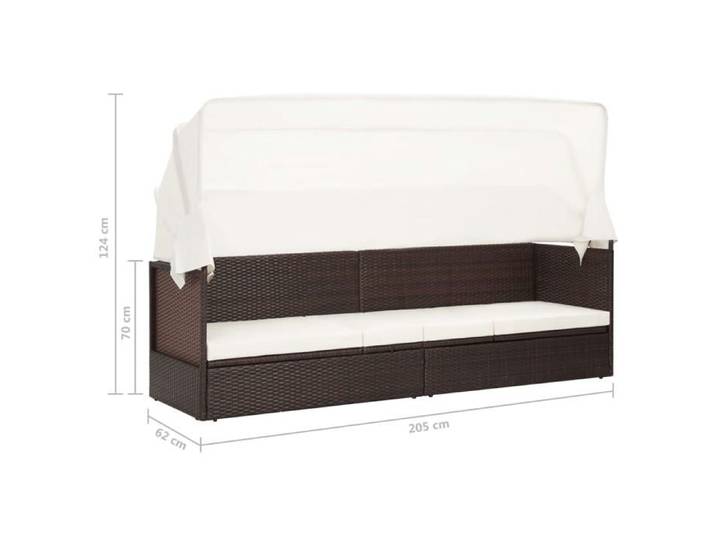 Mode Canapé de jardin CHEZ YIYI assise optimal Bain de Soleil - avec auvent Résine tressée Marron 205x62x70cm _55627464594
