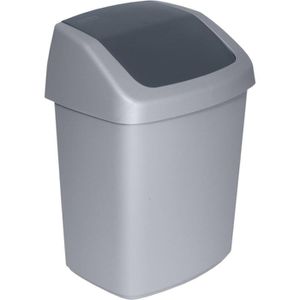 Curver Mülleimer Swing-Top 15 L, grau, aus Kunststoff, 15 Liter