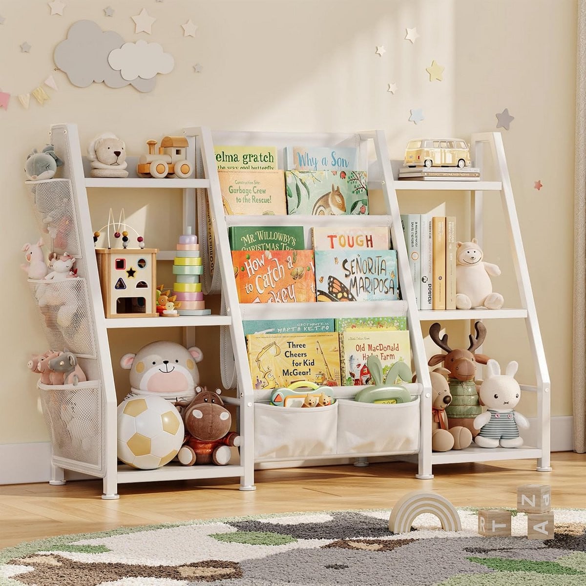 Kinder Boekenkast Montessori Stijl Wit - Hoogte: 76 cm
