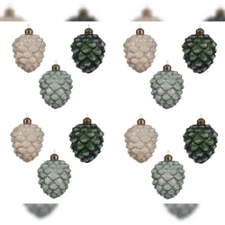 Christmas Decorations 12 GlasZAPFEN 8cm Christbaumschmuck Weihnachtskugeln Anhänger grün weiß Mix