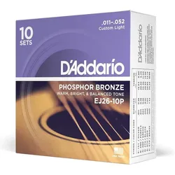 D'Addario EJ26-10P snarenset voor akoestische gitaar (10 sets) (Gitarre, 0.01"), Saiten