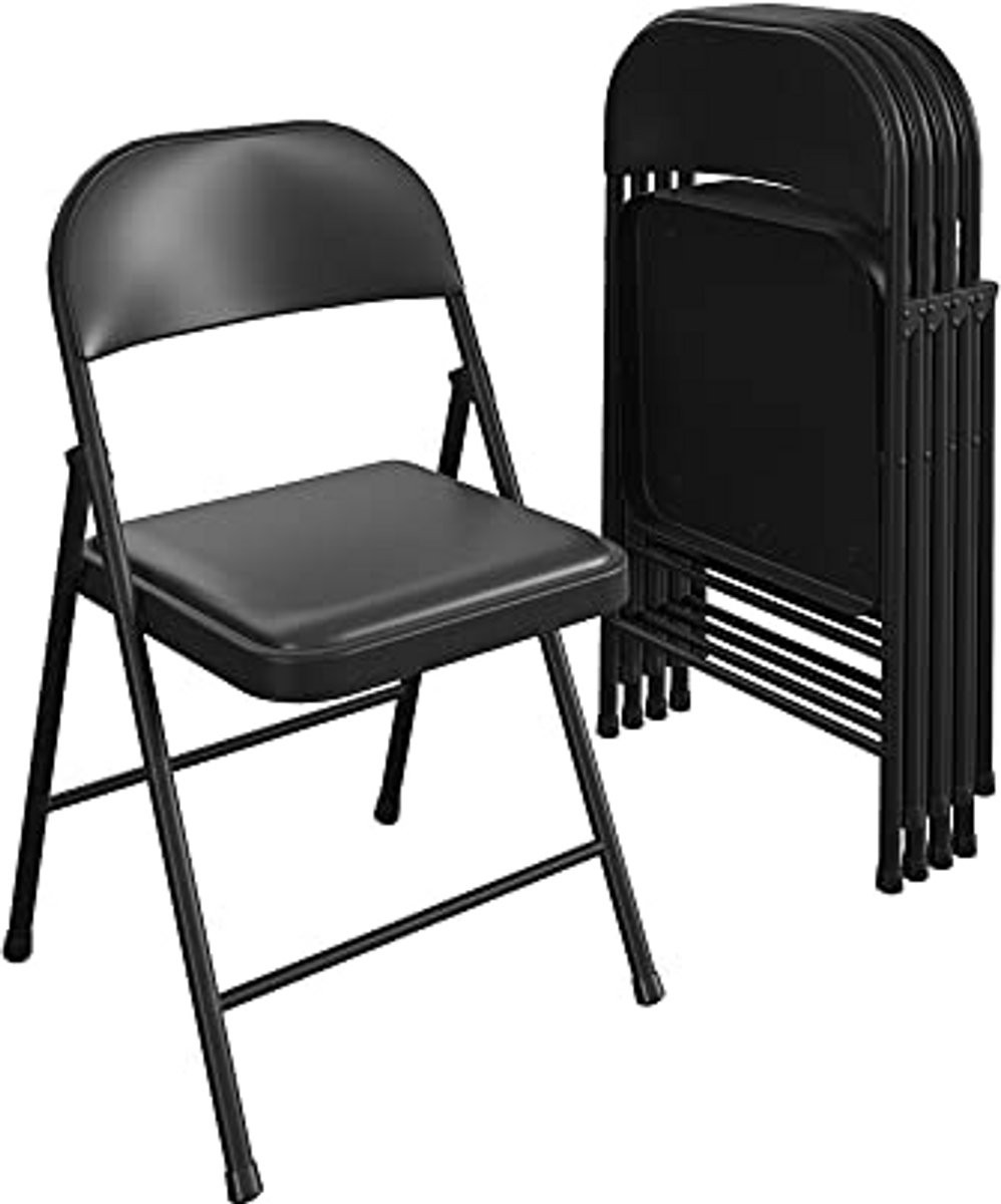Set van 4 vouwstoelen voor volwassenen in zwart vinyl
