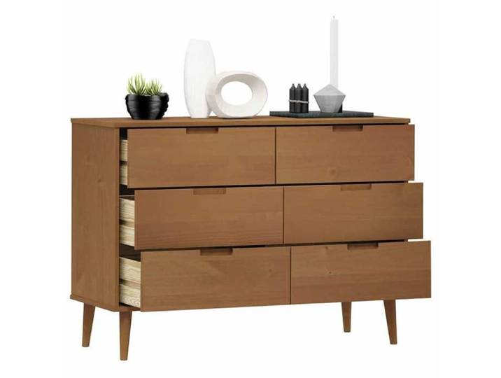 (10497)Moderne Commode MOLDE Marron 113x40x80 cm Bois de pin massif poid:28.8 kg