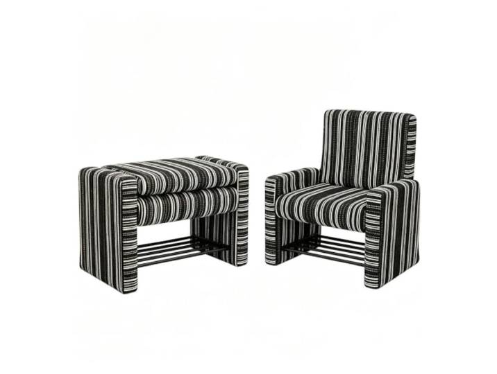 Flurhocker, Ottomane, Bettbank Sitzgelegenheit, klappbarer Fußhocker Vintage-Polsterhocker mit Rückenlehne und Armlehnen für Flur, Schlafzimmer, Wohnzimmer und Küche(Black+White)