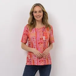 DENIM & CO. Shirt, 1/2-Arm Rundhalsausschnitt Allover-Druck figurumspielend