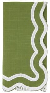 Saro Lifestyle Scalloped Edge Cloth Napkins (Set of 4) - Embroidered Dinner Napkins for Everyday Dining & Casual Entertaining