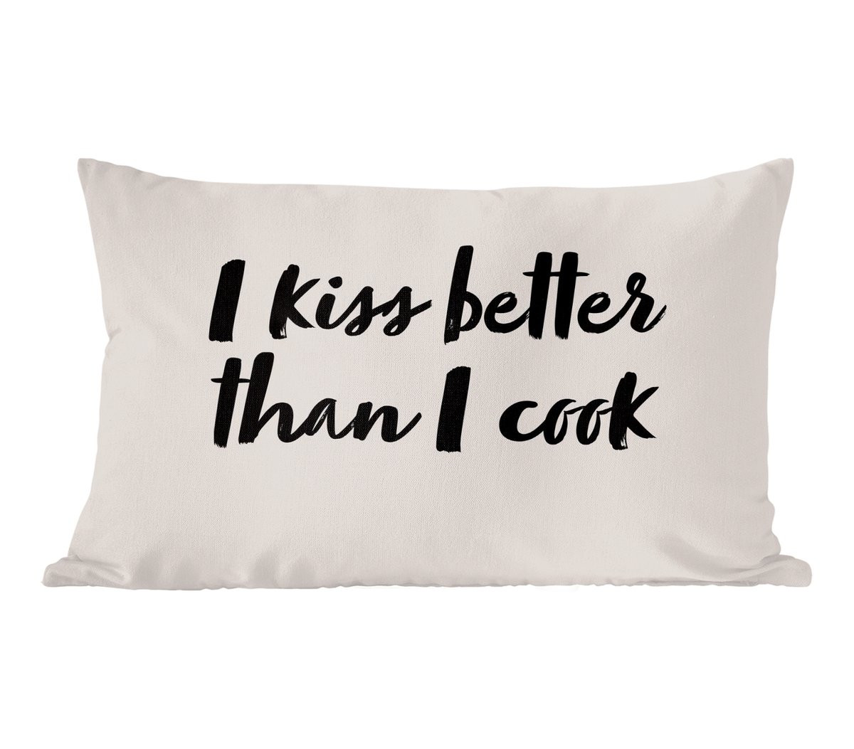 PillowMonkey Sierkussen met Quote I kiss better than I cook, 60 x 40 cm