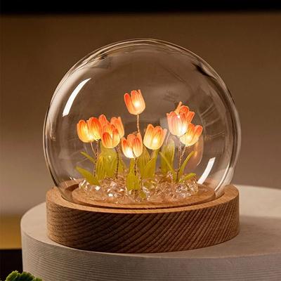 Uplift Essentials Handmade Blooming Tulip Glow Bedside Lamp red 10pcs