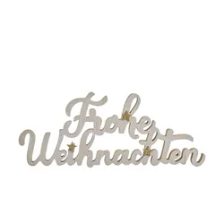 HOME STORY Schriftzug Frohe Weihnachten   ¦ holzfarben ¦ MDF ¦ Maße (cm): B: 14 H: 1,8