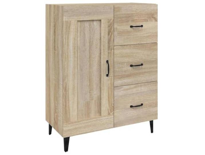 Fisinber Sideboard Sonoma-Eiche 69,5x34x90 cm Holzwerkstoff Beistellschrank Kompakte Kommode mit Fächern für Wohnzimmer und Flur, stabile Oberplatte für Dekoration und Pflanzen.
