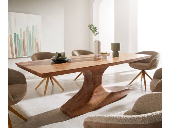 DELIFE Esstisch Jalta 220x95 cm Akazie Natur massiv, Esstische