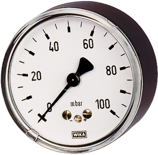 Riegler Manomètre à capsule, G 1/2 arrière excentré, 0 - 160 mbar, Ø 100 (6824)