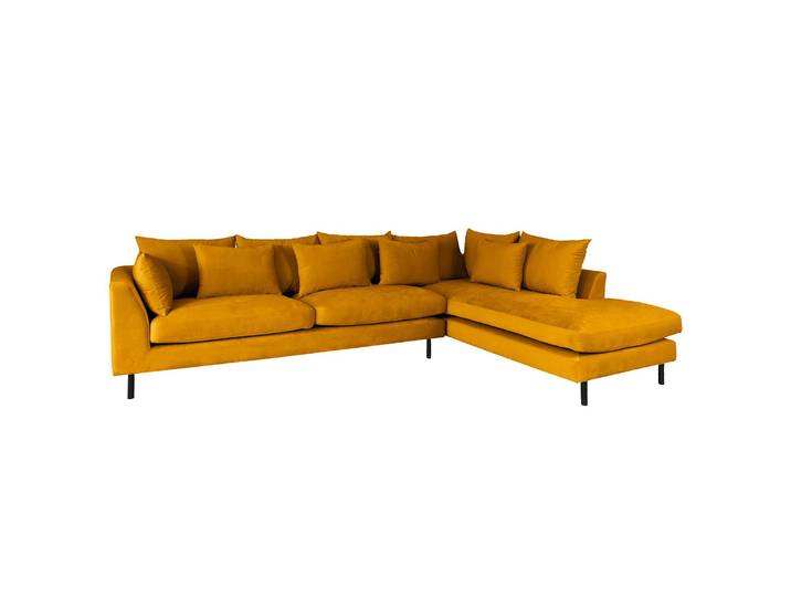 Ecksofa Tráfico Gelb Samt Ravi 304 x 81 x 210cm Ottomane davorstehend rechts Modern