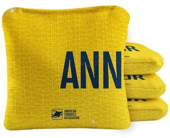 Skip's Garage Ann Arbor Yellow Dual Sided Cornhole Bags