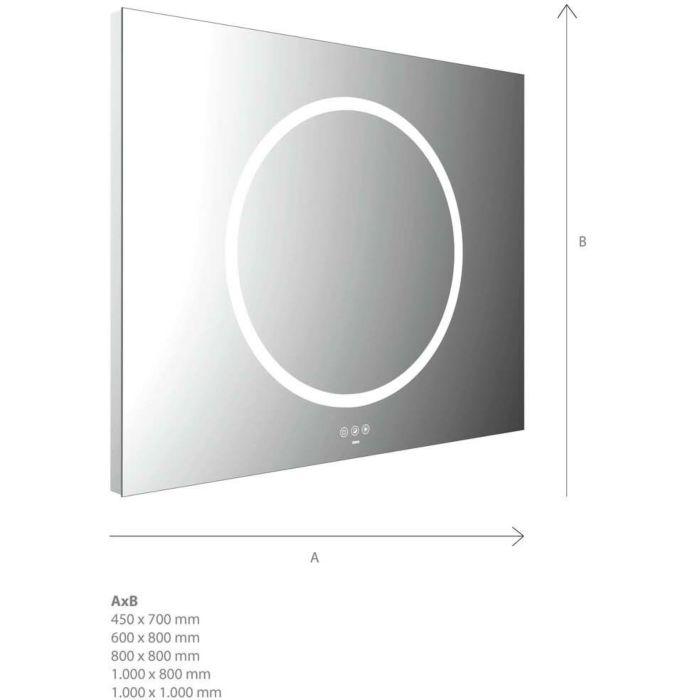 Emco Mi 240+ LED-Lichtspiegel 106080008000200 800 x 800 mm, mit einem runden Lichtausschnitt