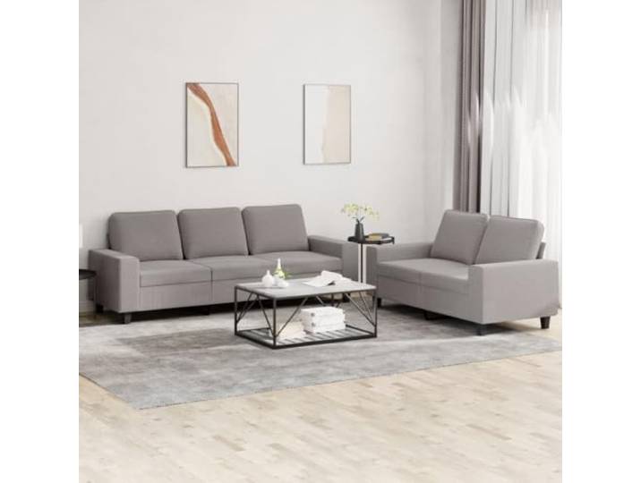 HEFZGDB 2-TLG. Sofagarnitur Taupe Stoff Wohnzimmer Set strapazierfähig atmungsaktiv langlebig Robustes Gestell bequem gepolstert Sitzflächen Armlehnen Entspannen Lesen Fernsehen