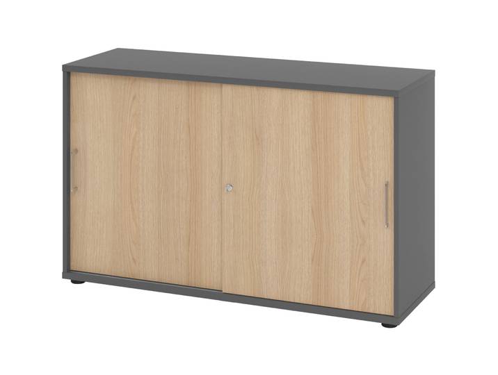 Aktenschrank Office graphit B 120 T 40 H 74.8 cm - Farbe: Graphit/Eiche